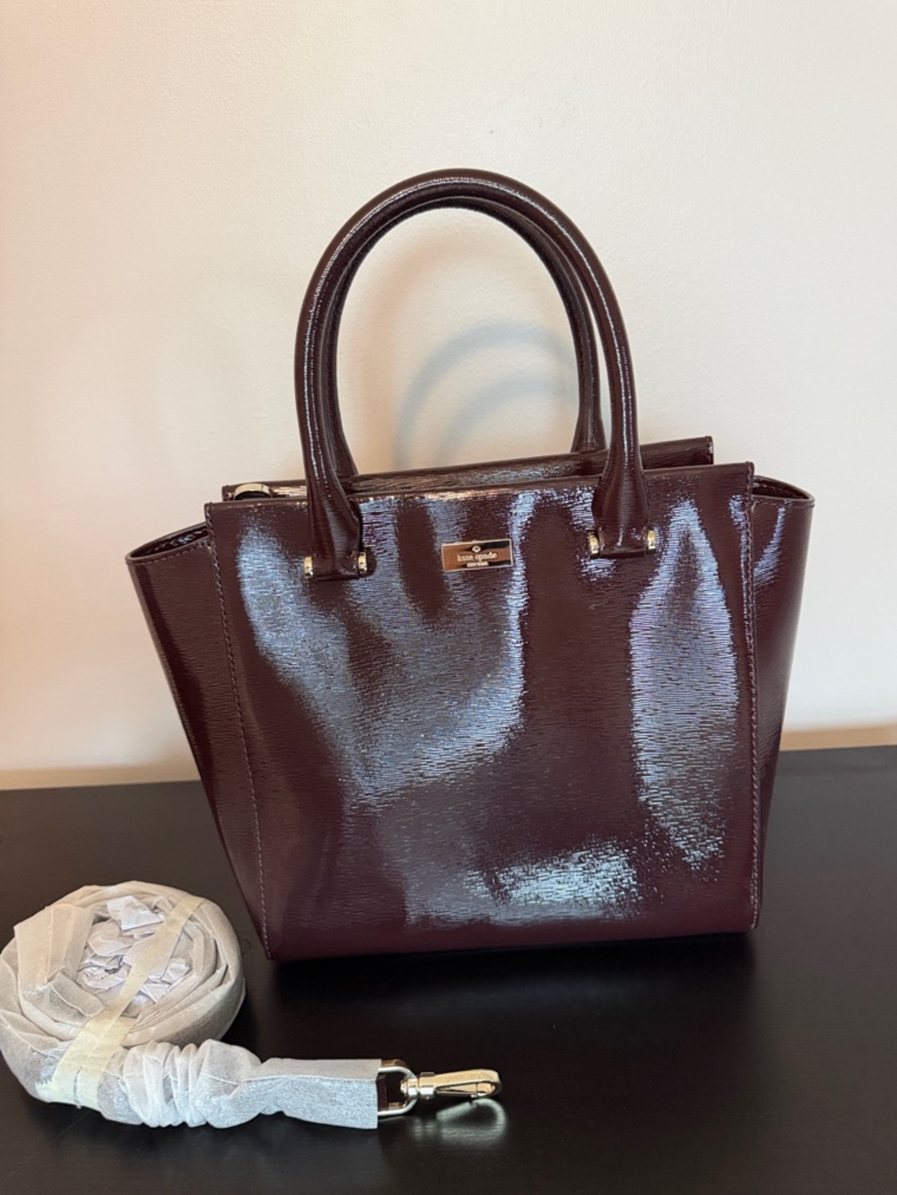 Like New!  kate spade Patent Leather Satchel in Deep Burgundy